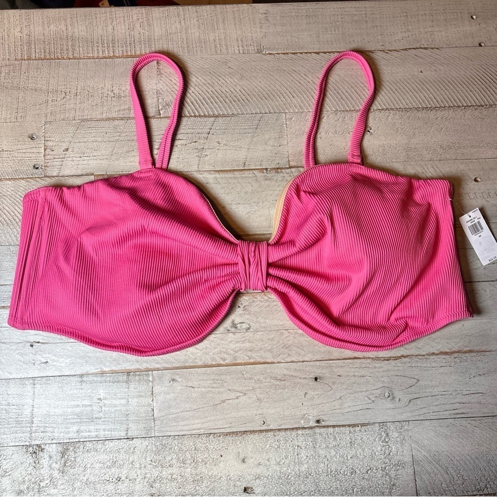Old Navy Textured-Rib Cinch-Front Bikini Swim Top 4X Pink NWT!